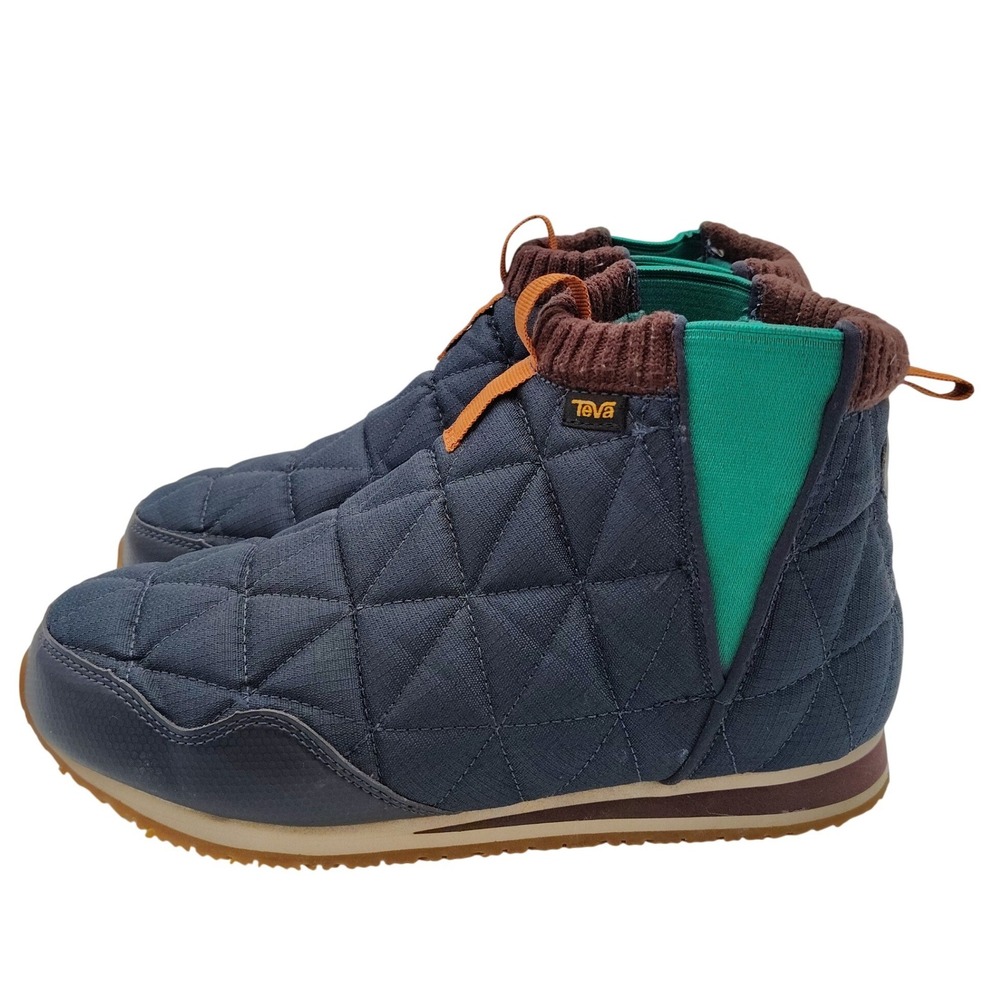 Teva ReEmber Boots Womens Size 9 Blue Quilted Ripstop Pull On Mid Ankle Booties